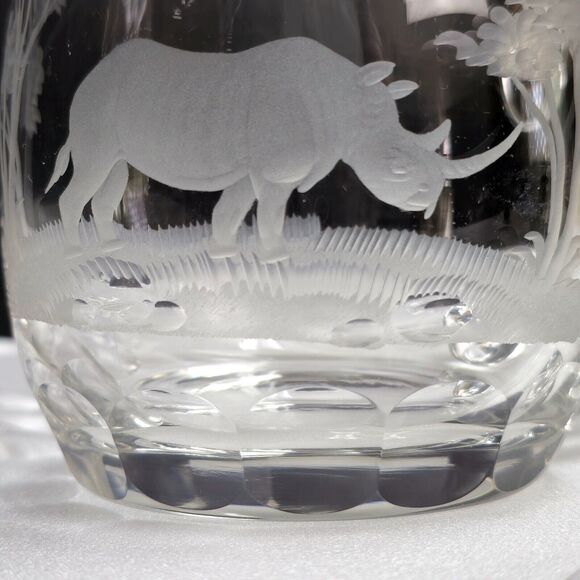 Rowland Ward Queen Lace Rhino Rhinoceros Wildlife Engraved Glass Mug Germany - Picture 5 of 14